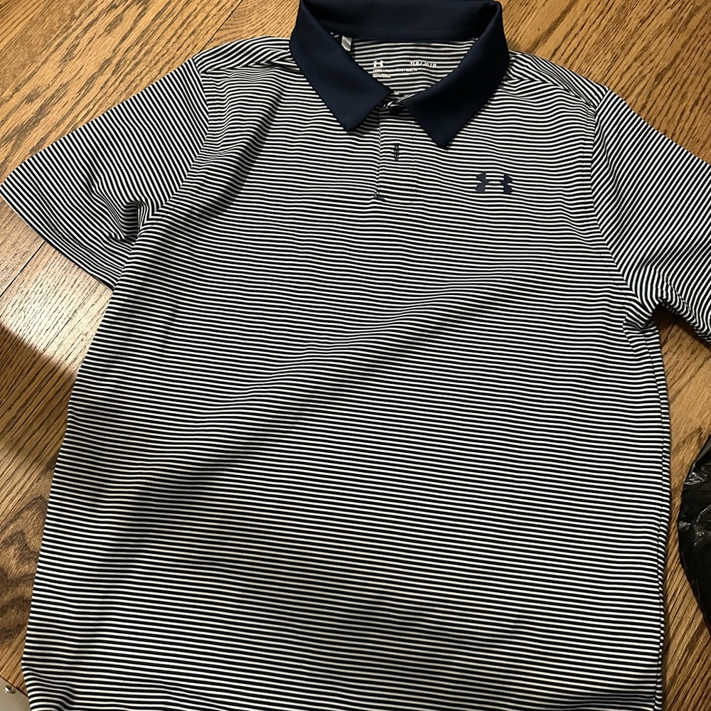 Under Armour boys navy  Striped Polo Shirt